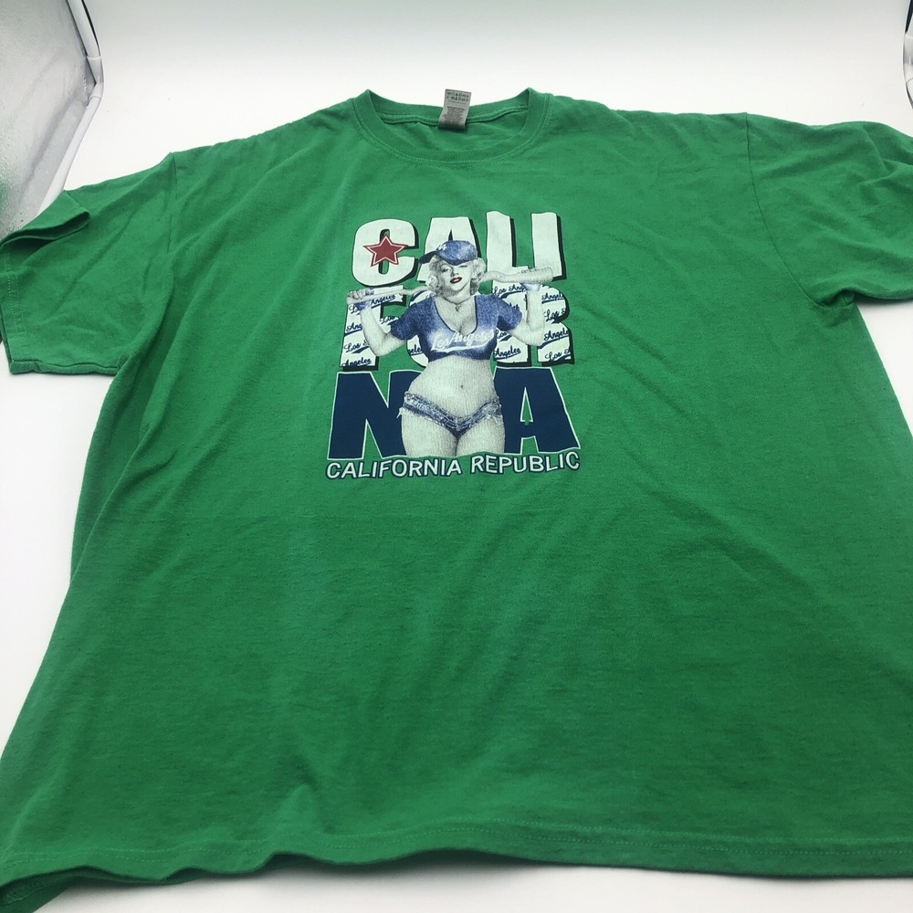 Dodgers T-shirt Mens Marilyn‎ Monroe Green California Republic Size Extra Large